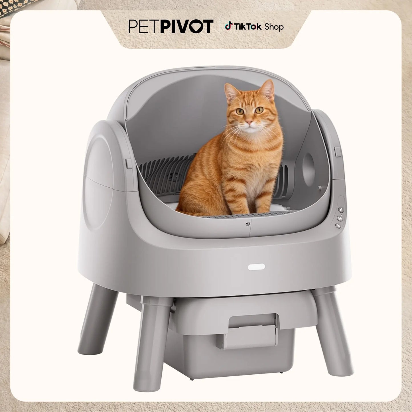 Petpivot Autoscooper 11: Open-Top Self-Cleaning Cat Litter Box with Odor Control (Trash Bags Included)