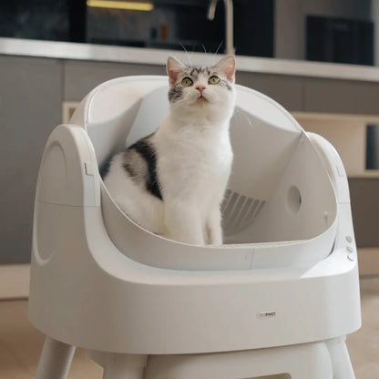 Petpivot Autoscooper 11: Open-Top Self-Cleaning Cat Litter Box with Odor Control (Trash Bags Included)
