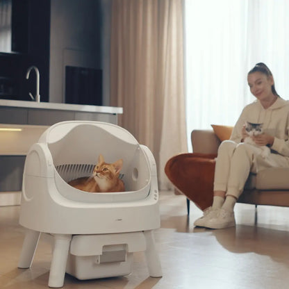 Petpivot Autoscooper 11: Open-Top Self-Cleaning Cat Litter Box with Odor Control (Trash Bags Included)