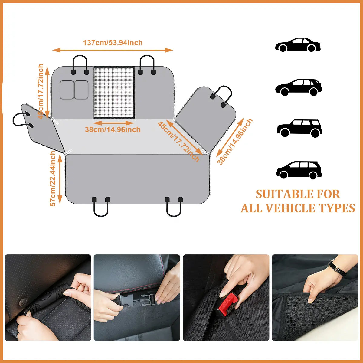 Dog Car Hammock Cover - Waterproof, Heavy-Duty, Scratch-Proof, Nonslip, Soft Protector for Cars, Trucks, Suvs | Waterproof Seat Protectors