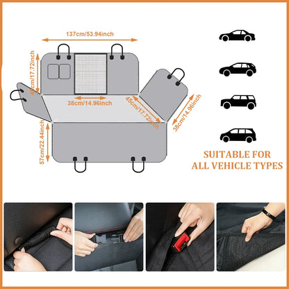 Dog Car Hammock Cover - Waterproof, Heavy-Duty, Scratch-Proof, Nonslip, Soft Protector for Cars, Trucks, Suvs | Waterproof Seat Protectors